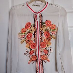 White mesh long-sleeved top